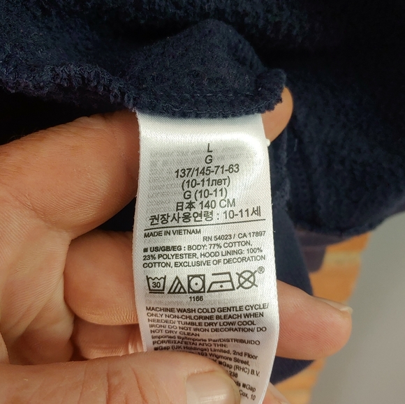 (2 for $20) Gap blue zip up hoodie youth size large - Picture 6 of 6